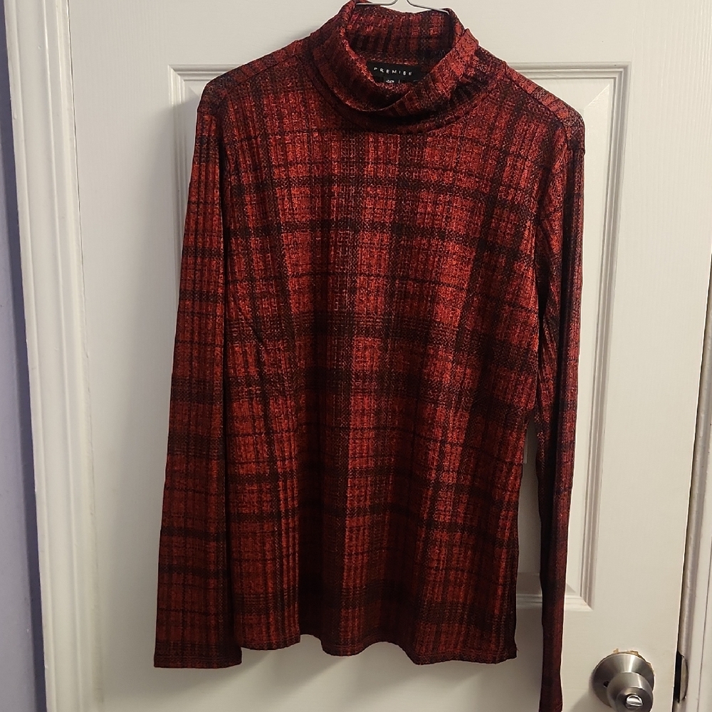 Premise Red and Black Knit Top